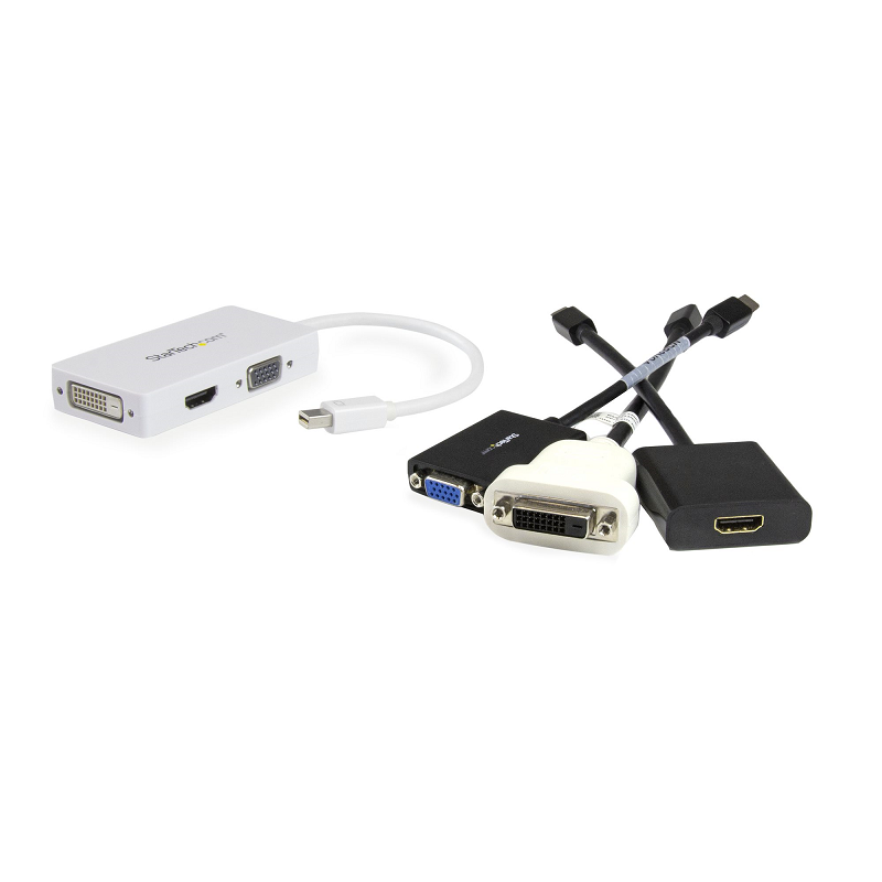 StarTech MDP2VGDVHDW Travel A/V Adapter: 3-in-1 mDP to VGA DVI or HDMI Converter - White